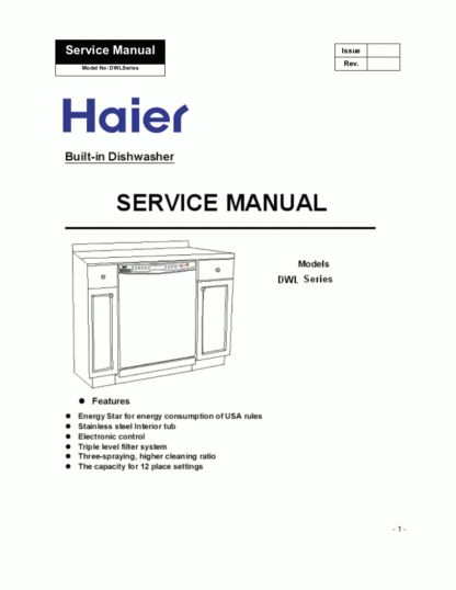 Haier Dishwasher Service Manual 01