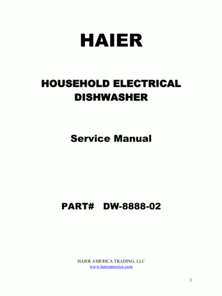 Haier Dishwasher Service Manual 03