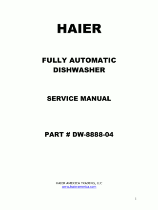 Haier Dishwasher Service Manual 08