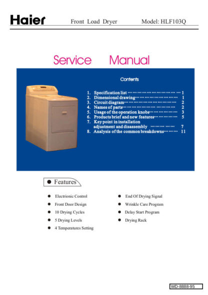 Haier Dryer Service Manual 14