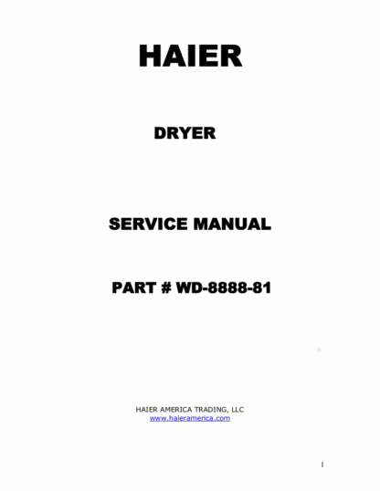 Haier Dryer Service Manual 21