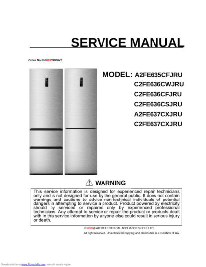 Haier Refrigerator Service Manual 124