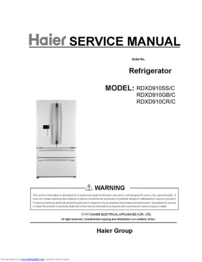 Haier Refrigerator Service Manual 151