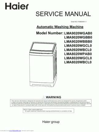 Haier Washer Service Manual 78