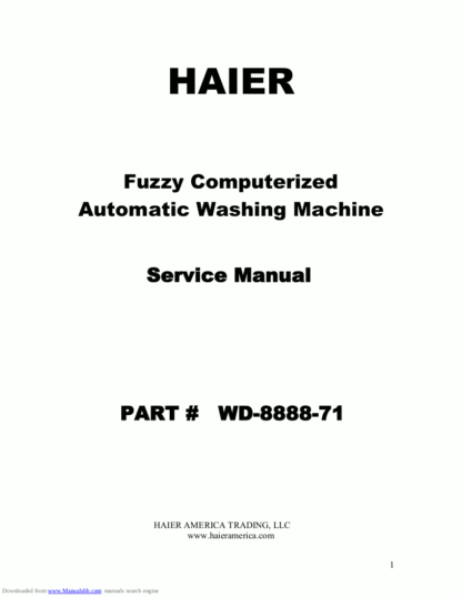 Haier Washer Service Manual 82