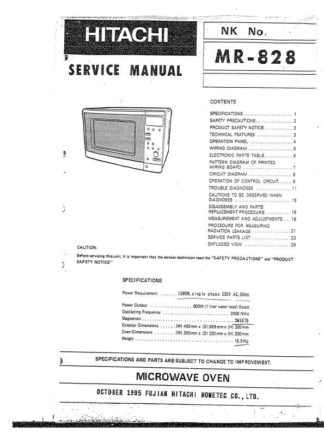 Hitachi Microwave Oven Service Manual 01