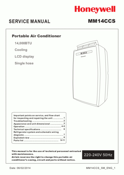 Honeywell Air Conditioner Service Manual 01