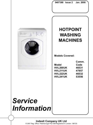 Hotpoint Washer Service Manual 06