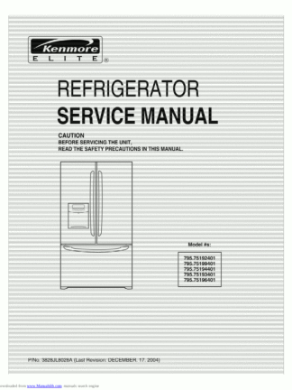 Kenmore Refrigerator Service Manual 34