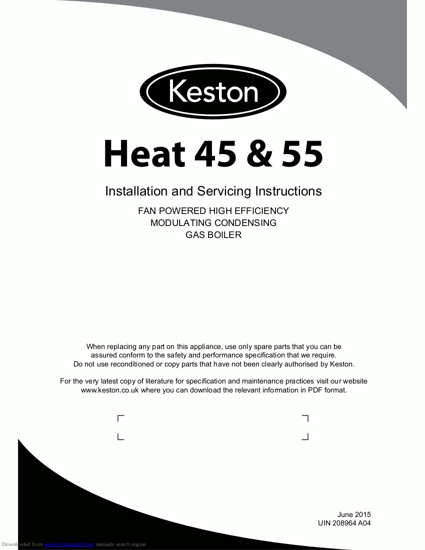 Keston Boiler Service Manual for Models Heat 45 & 55