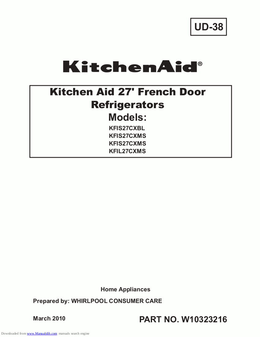 Kitchenaid Refrigerator Service Manuals