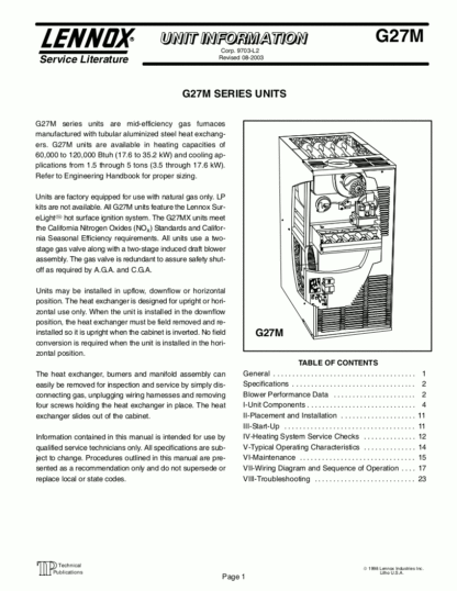Lennox Furnace Service Manual 17