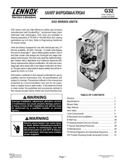 Lennox Furnace Service Manual 18