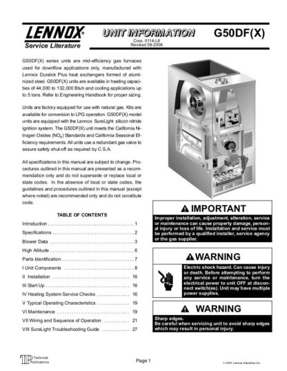 Lennox Furnace Service Manual 24