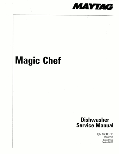 Magic Chef Dishwasher Service Manual 01
