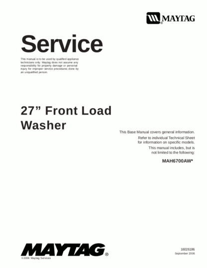 Maytag Washer Service Manual 01
