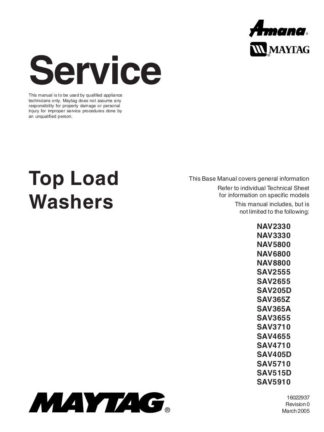 Maytag Washer Service Manual 12