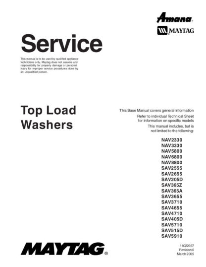 Maytag Washer Service Manual 12