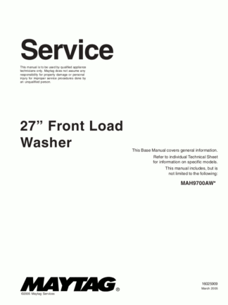 Maytag Washer Service Manual 02