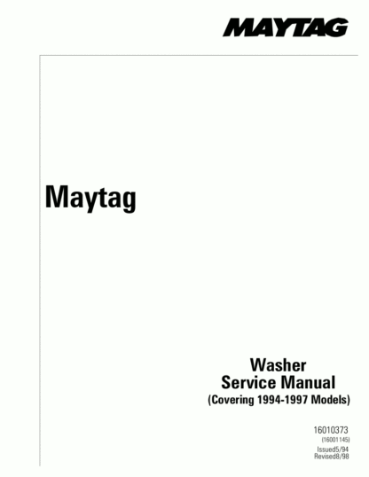 Maytag Washer Service Manual 08