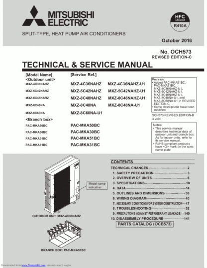 Mitsubishi Air Conditioner Service Manual 123