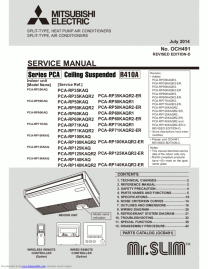 Mitsubishi Air Conditioner Service Manual 144