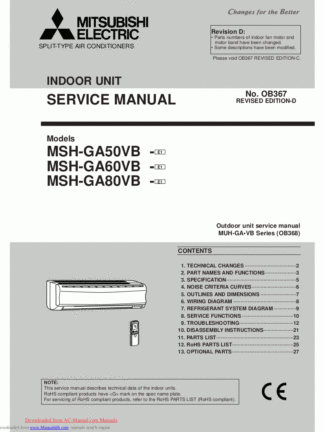 Mitsubishi Air Conditioner Service Manual 151