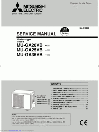 Mitsubishi Air Conditioner Service Manual 154