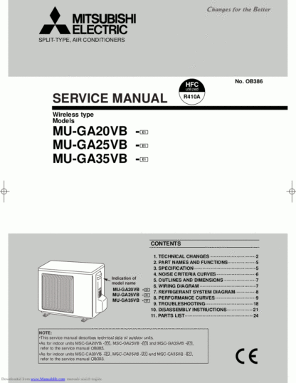 Mitsubishi Air Conditioner Service Manual 154