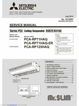 Mitsubishi Air Conditioner Service Manual 160