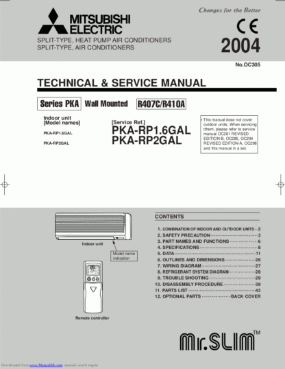 Mitsubishi Air Conditioner Service Manual 163