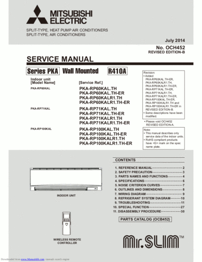 Mitsubishi Air Conditioner Service Manual 164