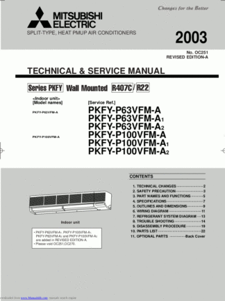 Mitsubishi Air Conditioner Service Manual 165