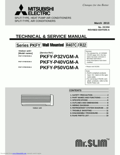 Mitsubishi Air Conditioner Service Manual 166