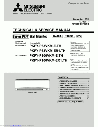 Mitsubishi Air Conditioner Service Manual 168