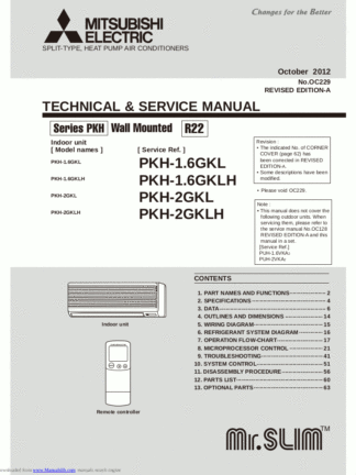 Mitsubishi Air Conditioner Service Manual 169