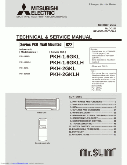 Mitsubishi Air Conditioner Service Manual 169