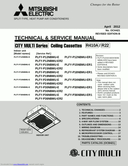 Mitsubishi Air Conditioner Service Manual 171