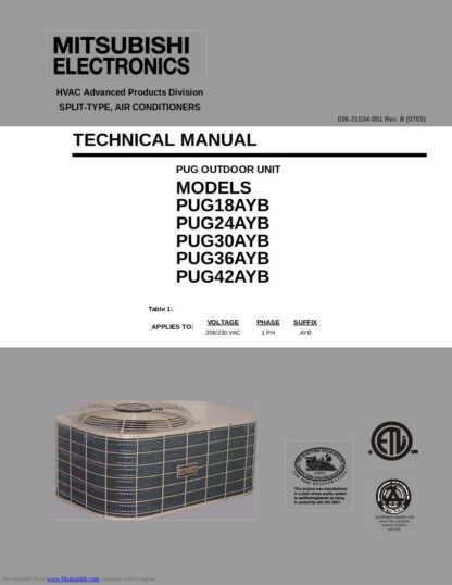 Mitsubishi Air Conditioner Service Manual 175