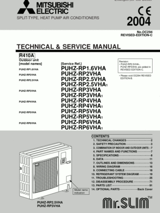 Mitsubishi Air Conditioner Service Manual 177