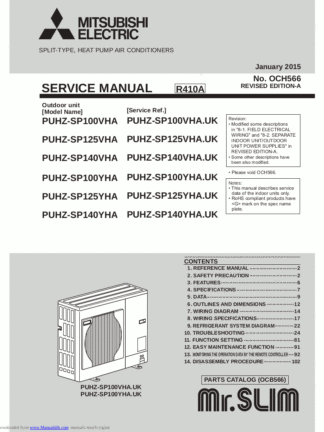 Mitsubishi Air Conditioner Service Manual 179