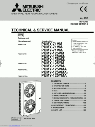 Mitsubishi Air Conditioner Service Manual 180