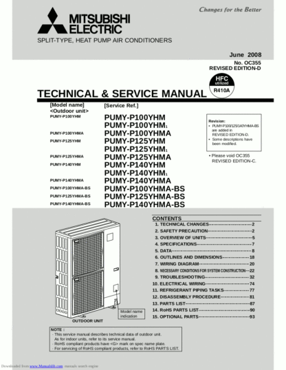 Mitsubishi Air Conditioner Service Manual 182