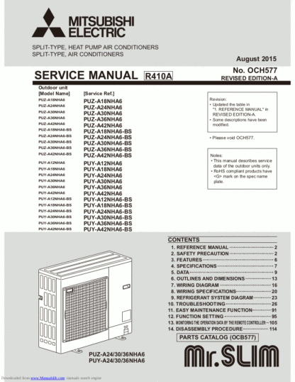 Mitsubishi Air Conditioner Service Manual 183