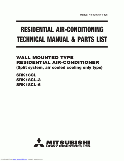 Mitsubishi Air Conditioner Service Manual 189