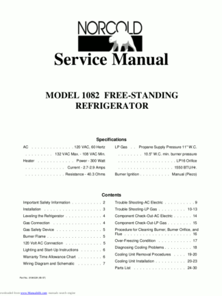 Norcold Refrigerator Service Manual 19