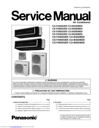 Panasonic Air Conditioner Service Manual 107