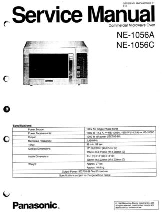 Panasonic Microwave Oven Service Manual 04