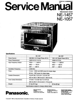 Panasonic Microwave Oven Service Manual 05