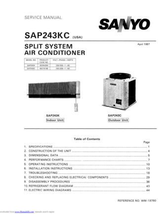 Sanyo Air Conditioner Service Manual 75